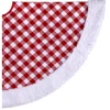 Red plaid and faux fur tree skirt, 54″