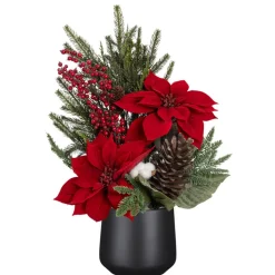 Red poinsettia traditional Christmas arrangement