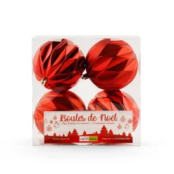 Red textured Christmas ornaments, 4″