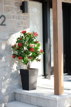 Rhododendron rouge artificiel en pot extérieur, 50″