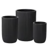 Ribbed black fiber cement pot