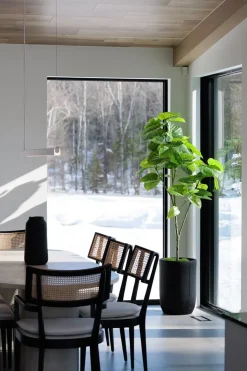 Ribbed black fiber cement pot