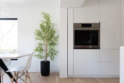 Ribbed black fiber cement pot