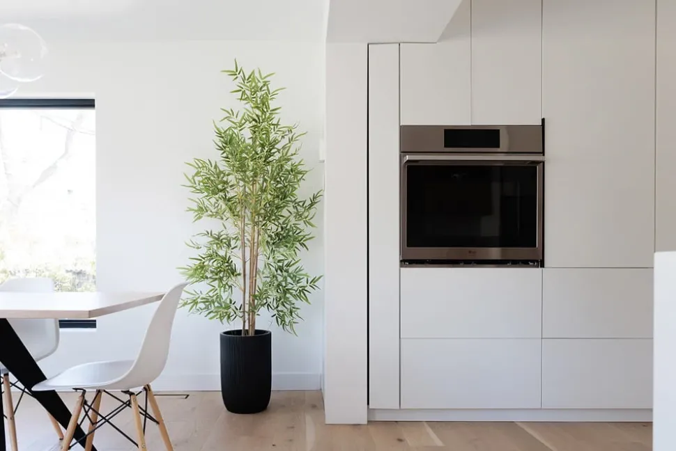 Ribbed black fiber cement pot