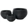 Round black recycled polypropylene planter