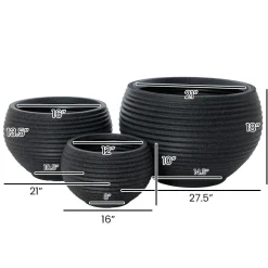 Round black recycled polypropylene planter