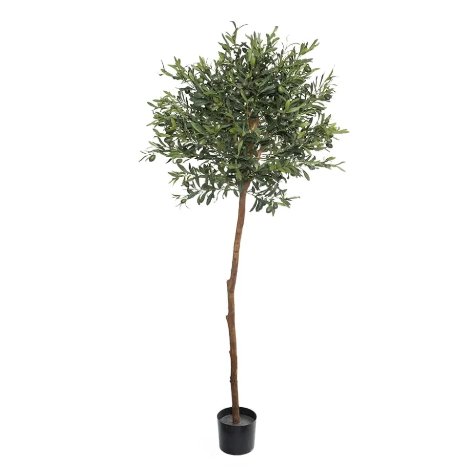 Round foliage artificial olive tree, 59″