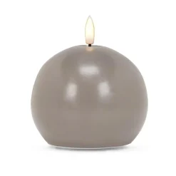 Round grey wax LED candle, 4 x 4"