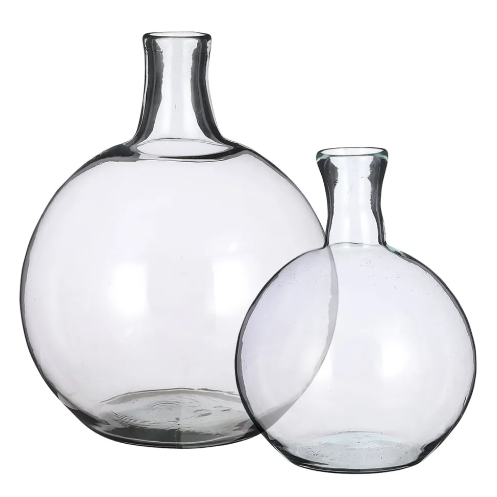 Round recycled glass bottle vase