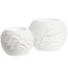 Round white wave fiberglass pot