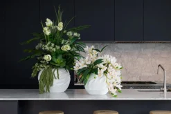 Round white wave fiberglass pot