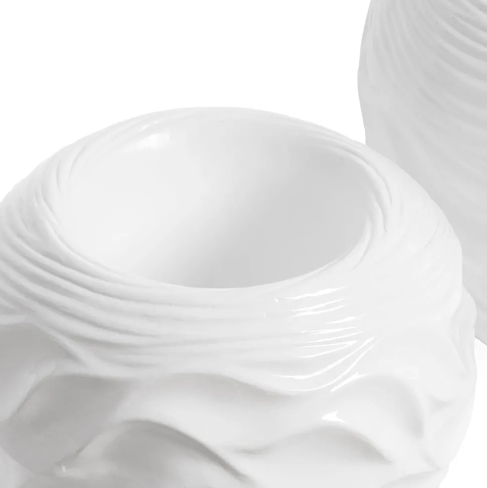 Round white wave fiberglass pot