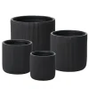 Rounded ribbed black fiber cement pot