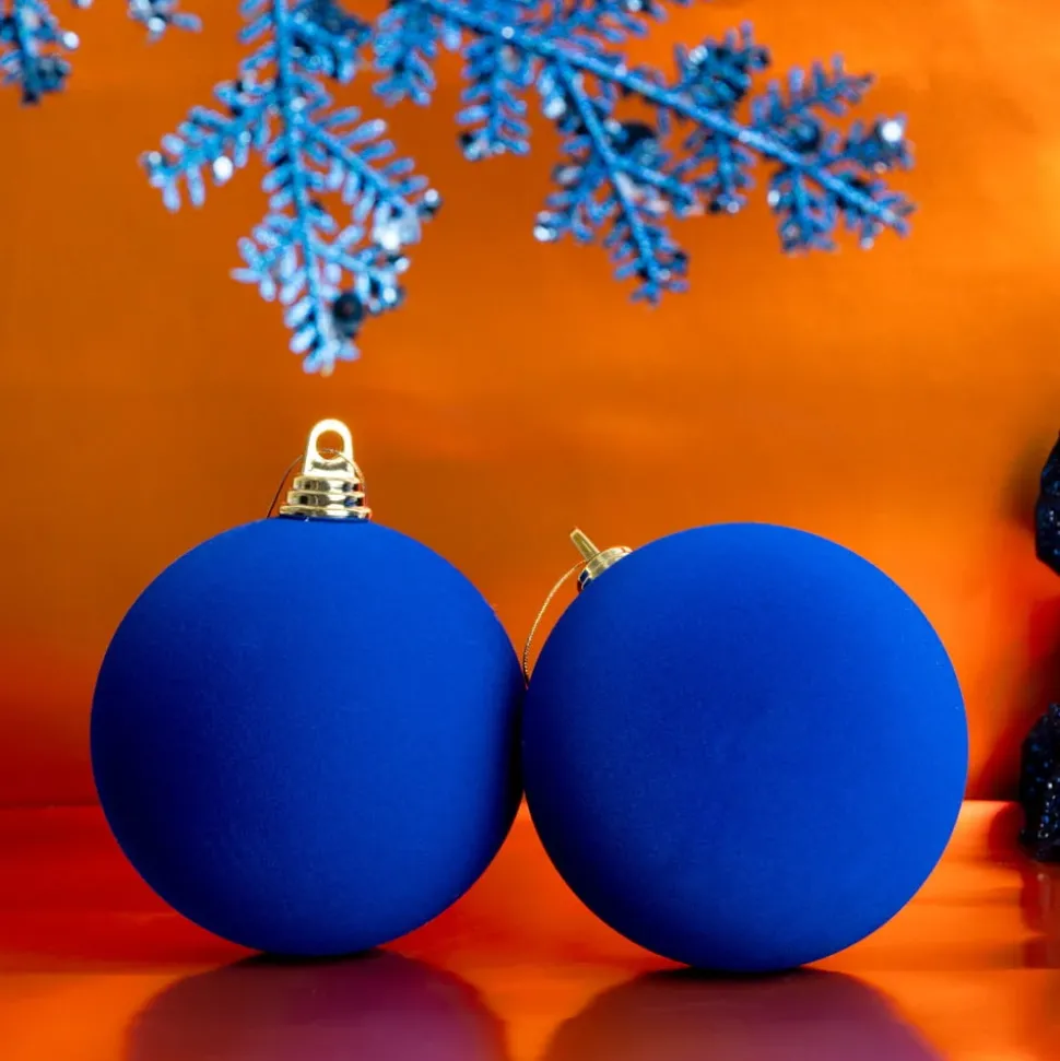 Royal blue velvet effect ornament, 6"