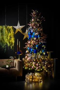 Royal blue velvet effect ornament, 6