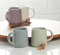 Sage green stoneware coffee mug, 12 oz