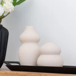 Sand beige matte curved vase, 5,5"