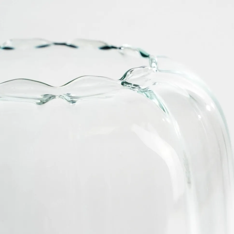 Scalloped edge glass flower vase
