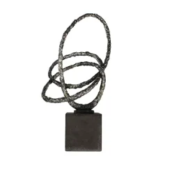 Sculpture anneaux argentés, 24,5 x 12,5″