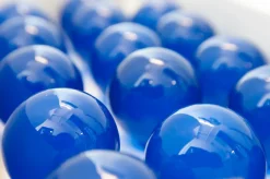 Set of 15 satin blue G50 outdoor lights on green wire, 10′