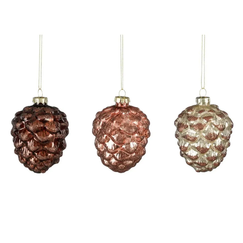 Shiny pinecone Christmas ornament, 4"