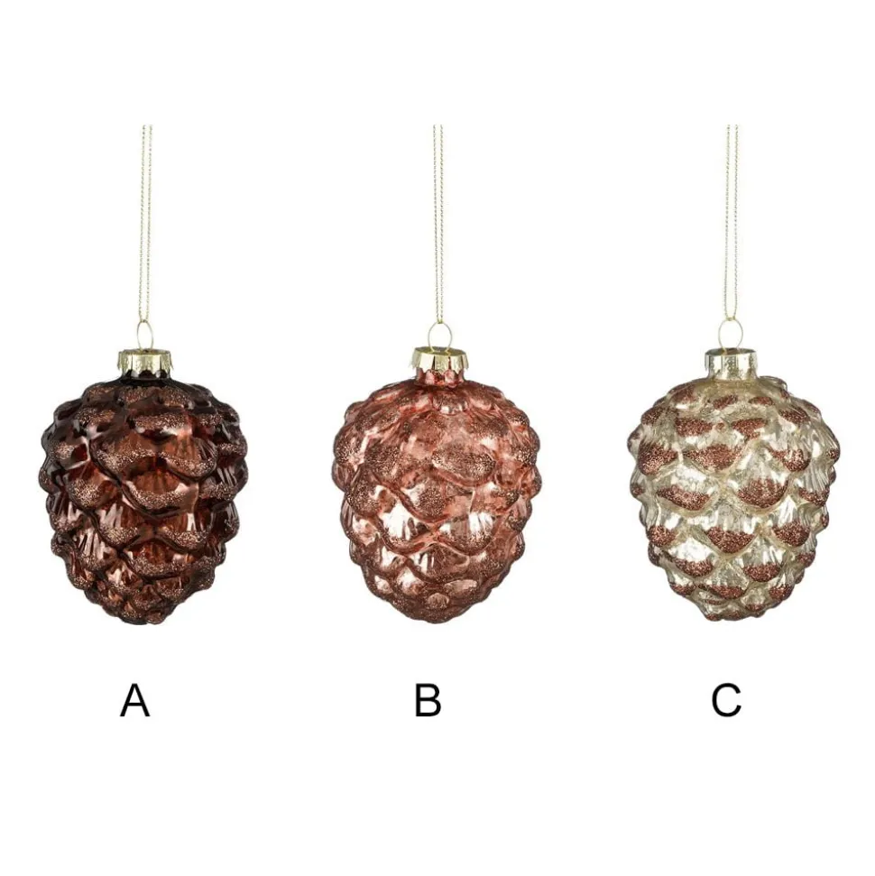 Shiny pinecone Christmas ornament, 4"