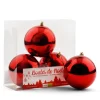 Shiny red Christmas ornaments, 4"