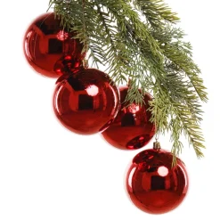 Shiny red Christmas ornaments, 4"