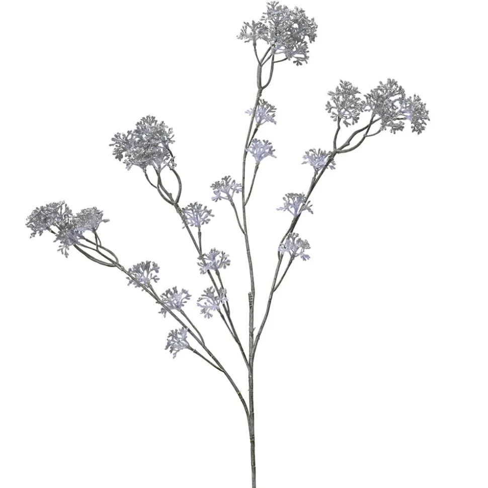 Shiny silver foliage Christmas stem, 29″