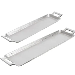 Silver aluminium tray with handles