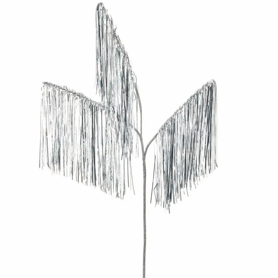 Silver Christmas tinsel hanging spray, 40"