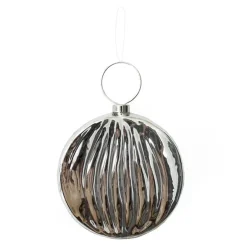 Silver flat disc glass ornament 3,5″