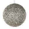 Silver glitter Christmas ornament, 8″