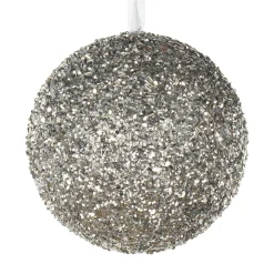 Silver glitter Christmas ornament, 8″