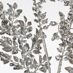 Silver metallic leaf sequin spray, 33″