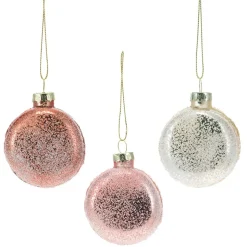 Small glittery Christmas ball macaroon ornament, 2,5"