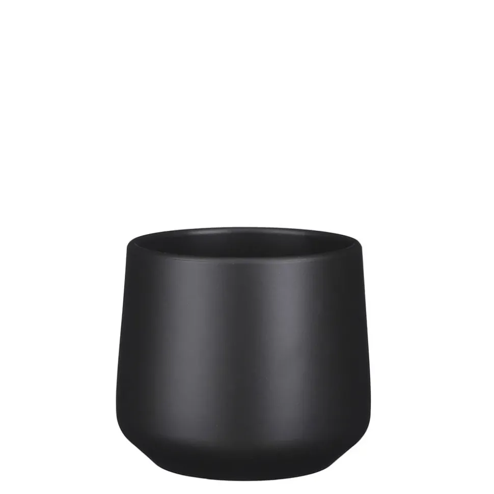 Small matte dark grey ceramic pot, 5,5 x 6"