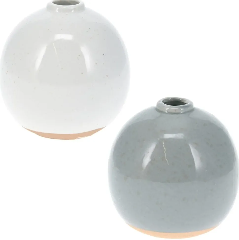 Small shiny dolomite round vase, 3,5"