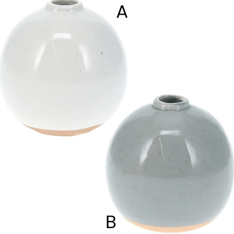 Small shiny dolomite round vase, 3,5"