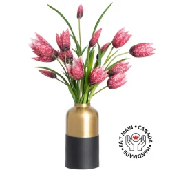 Small vase of pink fritillaries