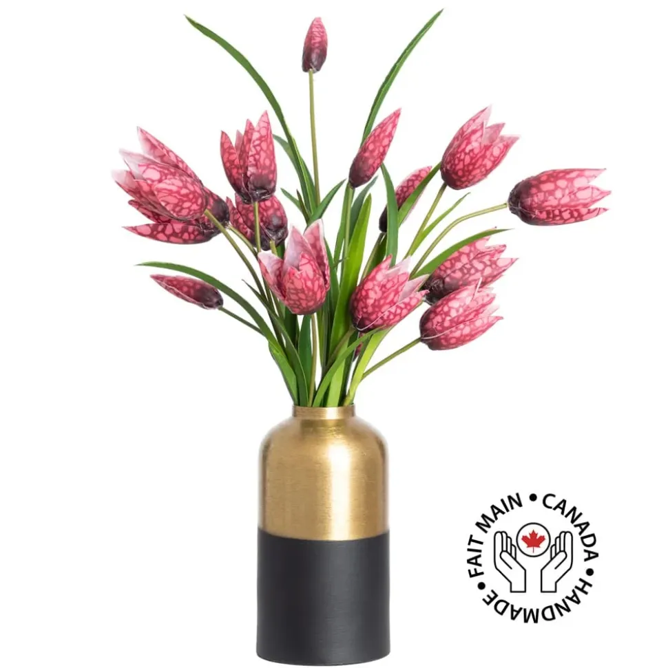 Small vase of pink fritillaries