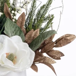 Small white magnolia winter arrangement, 18 x 16"