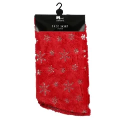 Snowflake red Christmas tree skirt, 47"
