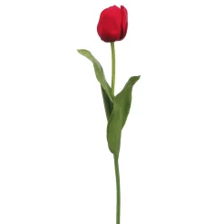Soft touch artificial red tulip, 24″