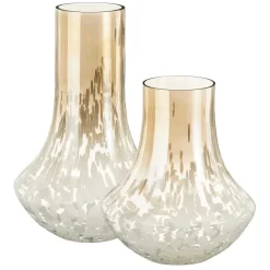 Speckled amber glass table vase