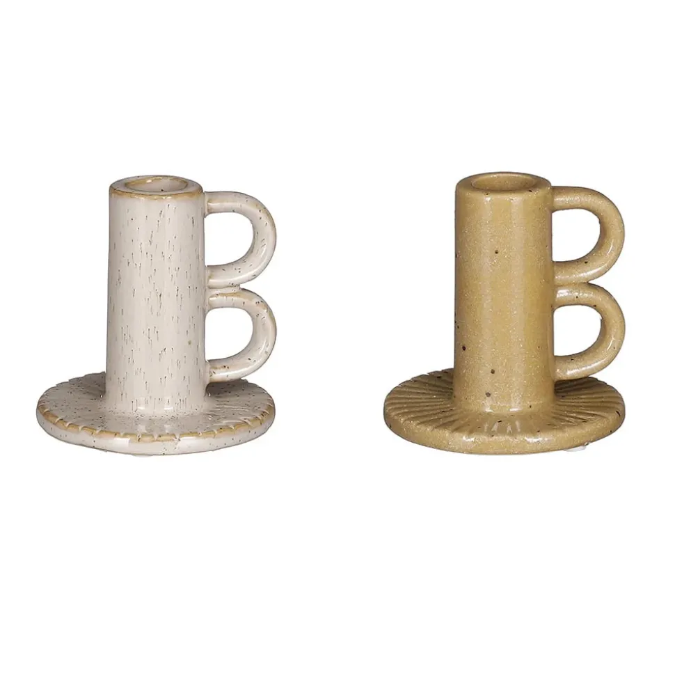 Speckled ceramic candleholder, 3,5 x 3,5"