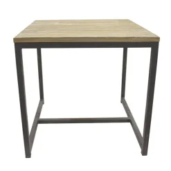 Square table, metal & wood, 19 x 19 x 18,5″
