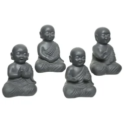 Statue bouddha extérieure grise, 14 x 9″
