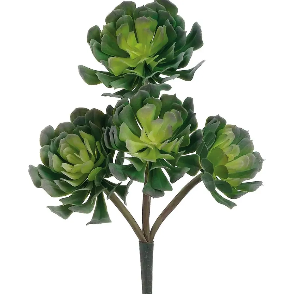 Stem of 4 artificial green echeverias, 12,5"