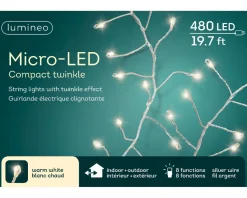 String lights with twinkle effect on silver wire, int./ext., warm white, 19,5′